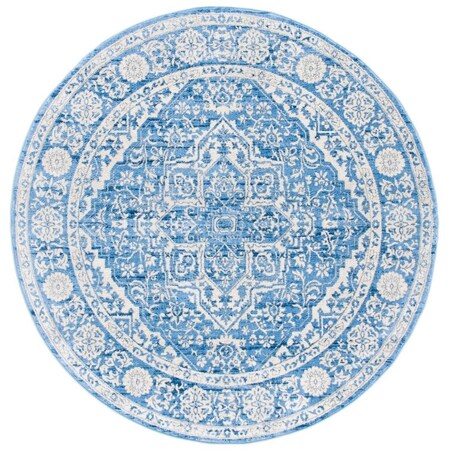 Safavieh 6 ft. 7 in. x 6 ft. 7 in. Brentwood Round Rug; Navy & Ivory BNT832A-7R
